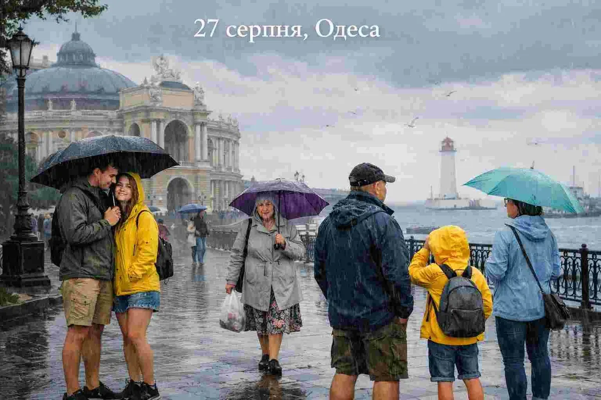 В Одесі 27 серпня буде прохолодно та дощитиме протягом дня